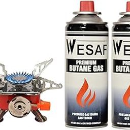 Ship Ultra-Light Folding Camping Butane Gas Stove Burner with 2 Butane Cartridge (Square Stove)-image-17