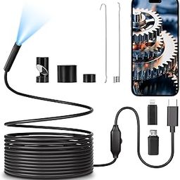 POLEDY Endoscope Camera with Light, 1920P HD Borescope, 8 Adjustable LED Light, IP67 Waterproof 16.4ft Snake Camera, Semi-Rigid Cable Inspection for Android, iOS-image-106