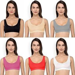 61&7NX Women's Cotton Lycra Pack of 1 Full Comfortable Non-Padded, Pull-On Sport Bra for Everyday Wear - AIR Bra Multicolour-picture-14
