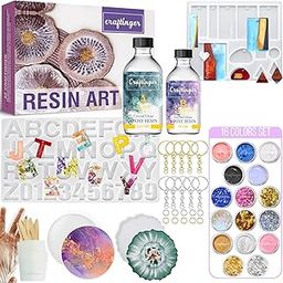 Craftinger Diy Resin Art Kit With 200 Gm Resin And Coaster Alphabet Keychain Making Kit With Pigment Glitter Mica And More, Multicolor-image-5