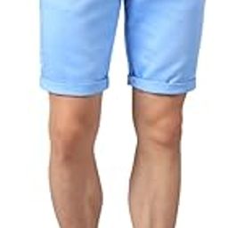 Sky Blue Men Slim Fit Solid Mid Rise Shorts-image-1