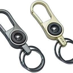 Premium Metal Carabiner Keychain with Rotating Ring, Pack of 2, Gold and Gunmetal-image-23
