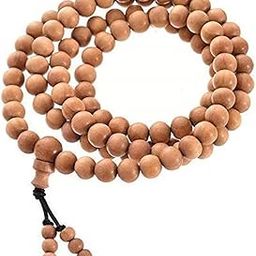 RDK Handcrafted Original Lab Certified Sandalwood Mala Rosary Chandan Jaapmala with Tassel Japa Maala for Meditation Pooja Chanting Wearing Jewelry Prayer Beads - 108+1 Beads Size 8 MM-image-2