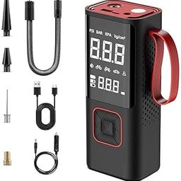 BRILLIANCE Cordless Tyre Inflator - Dual Mode Battery & 12V Car Port, 2X Faster Inflation Wireless Air Pump, 150PSI Portable Air Compressor for Cars, Bikes, Motorcycles, Balls, Inflatables (Red)-image-56