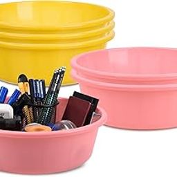 Homestic Pack of 6 Desk Organizer | Stationery Organizer | Multipurpose Storage Organizer | Office Supplies for Pen-Pencil-Staplers | Desktop Organizer | 6 LTR | Yellow & Light Pink-image-36