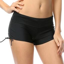 Classical Women's Swim Boardshorts Beach Bikini Bottoms with Adjustable Ties XS-XXL-image-31