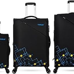 Flash Plus Premium Soft Luggage Combo Set | 58cm Cabin, 68cm & 78cm Check-in Suitcase | 360° Rotating Wheels with TSA Lock | Trolley Bags for Men & Women (Black)-59