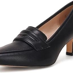Womens Low Kitten Heels Pumps Closed Pointed Toe Stiletto Faux Leather High Heel Slip on Office Dress Wedding Party Shoes Loafer Sandals-14