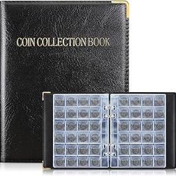 OFIFO® Coin Album, Coin Collection Book with 360 Compartments with 2 Sizes, Old Coins Currency Collection Album PVC Anti-scratch Zip Up Coin Storage Book Valued Token Coin Display Organizer Book-51