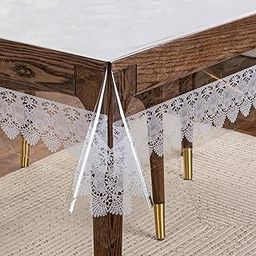 OrientalWeavers High Thickness Transparent Table Cover with White Border - Waterproof PVC Dining Table Protector Cloth - 54 X 78 in Standard, Rectangle 6 Seater-0