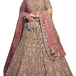 Women Georgette Semi-Stitched Lehenga Choli (3805_Brown_Free Size)-image-25