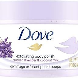 Dove Exfoliating Body Polish Scrub with Crushed Lavender & Coconut Milk for Dry Skin, Gently Exfoliates & Removes Dead Skin, Naturally Derived Ingredients, Sulfate-Free, Soothing Scent, 298 g-53