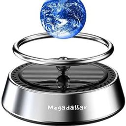Megadallar Solar Powered Rotating Levitating Planet Car Air Freshener Car Accessories for Dashboard Solar Powered Rotating Car Air Fresheners (Earth) Silver, Oil, 10 millilitre-picture-11