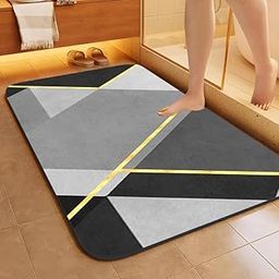 SAXAT Water Absorbent Rectangular mats for Bathroom Kitchen Door mat Anti Slip Skid Bath mat (Design 8)-image-85