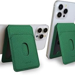 Bifold MagSafe Wallet, Minimalist iPhone Wallet with Stand, Magnetic Closure Wallet for iPhone 16/15/14/13/12 Series, Card Holder, MagSafe Accessories, Vegan Leather (Green)-image-60