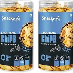 SNACKPURE Makhana chips Cream & Onion Combo | Palm Oil Free | Gluten Free | Healthy Chips | No Preservatives | 280g | Pack of 2-image-25