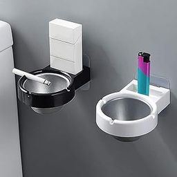 KRLZ Ashtray,Wall-Mounted Removable Anti-Fly Ash Ashtray Portable and Washable Abs and Stainless Steel Material Suitable for Desktop Storage Bedroom Bathroom Office and Home Decoration (1 Pcs)-image-20
