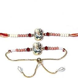 Rakhi Set for Brother and Bhabhi – Rectangular Design Bhaiya Bhabhi Gift Set of 2, Rakhi for Bhai & Lumba for Bhabhi with Silver Colour Coin and Greeting Card – Raksha Bandhan Combo-image-98