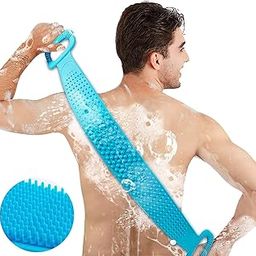 NETXE Silicone Body Scrubber/Bath Body Cleaning Belt/Skin Brush Belt/Exfoliator Body Washable Scrubber/Scrubber Belt For Skin/Bathing/Body Dirt Removal For Kids Men's Women's (Multi Color)-image-18