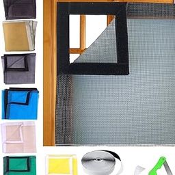 SAI PRASEEDA 35 X 35 Inch_3 X 3 Ft_90 X 90 Cm_Stitched Fiber Glass Mosquito Net for Windows_200 GSM_Black Color_Ready to Install Handy Mesh with Self Adhesive Hook Tape and Cutter RJRSRM12-14