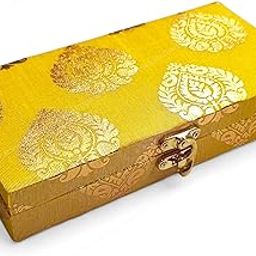 SHAKTISM Decorative and Attractive Box Cash Box, Shagun Box, Jewellery Box, Money Box Envelop Wedding, Gift Box, Bangel box Pann Patta Design (Pack of 1Pc) (Yellow)-image-29