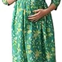 murli kurti Women's Pure Cotton Floral Printed Maternity Feeding Dress-picture-26