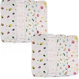 Soft & Washable Muslin Cotton Burp Cloth for New Born Baby | Reusable Napkins & Burp Hanky for Kids | 46x17cm | Printed White (8)-image-21