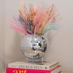 Vijyas Round Mirror Mosaic Flower Vase – Disco Ball Style Centerpiece for Home, Office & Events – Decorative Table Vase (Pack of 1)-image-31