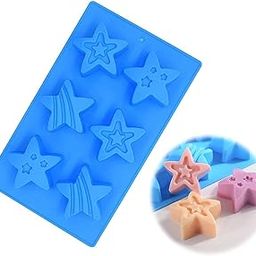 6 Cavity Star Shape Soap mould Silicone Mold – Party Stars Chocolate Mold – Kids DIY Stellar Stars Crayons Jelly Candy Mold Handmade Soap Moulds for Xmas New Year Party Cake Decoration-image-20