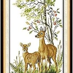 LOOM TREE Animals Deers Stamped Cross Stitch Kits for Adults Embroidery 14CT Count Needlecrafts & Yarn | Embroidery & Cross Stitch | Hand Embroidery Kits | Cross Stitch Kits-image-29