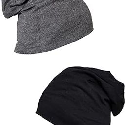 VIMAL JONNEY Cotton Black And Dark Grey Beanie Cap For Women(Pack Of 2)-Cap_Blk_Anthra_02, Assorted-2