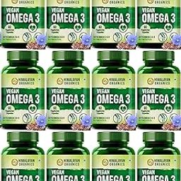 Vlado’s Himalayan Organics Omega 3 6 9 Vegan Natural Nutrition Supplement for Muscle Bone Heart & Skin - 60 Capsules x Pack of 12-15