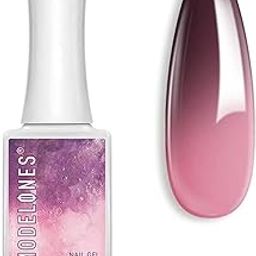 Modelones Gel Nail Polish 10ml Temperature Color Changing Gel Polish Nail Glitter Pink Ombre Gel Polish Soak Off Nail Art Manicure DIY Salon Gift for Women MZ-0366-060-12