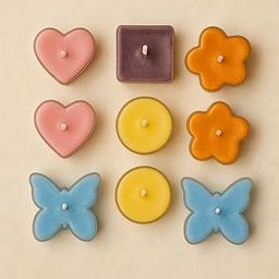 ILIKAA's Multi-Shape Soy Wax Tealight Candles – Set of Colorful Acrylic Candles for Home Decor & Gifting | Handmade, Eco-Friendly, 4+ Hour Burn | Scented|Pack of 10-image-41