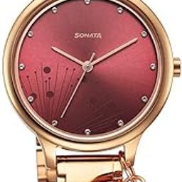 sonata Blush Quartz Analog Maroon dial Stainless Steel Strap Watch for Women-87050WM07-picture-3