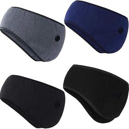 4 Pieces Button Headband Winter Fleece Ear Warmers Headband Ear Muffs Headband with Button for Men Women Winter Running Outdoor Activities-image-65