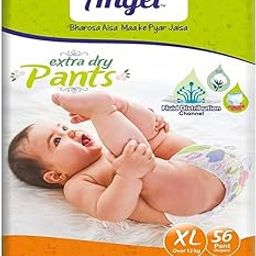 Little Angel Extra Dry Baby Pants Diaper, Extra Large (XL) Size, 56 Count, Super Absorbent Core Up to 12 Hrs. Protection, Soft Elastic Waist Grip & Wetness Indicator, Pack of 1, Over 12kg-10