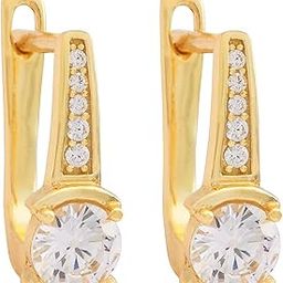 Fashion Jewellery White Gold Polished Latch Back Sterling Silver Hoop Earrings | Best For Bride, Bridemaids & Special Occasion | Earrings For Women - 431730-image-1