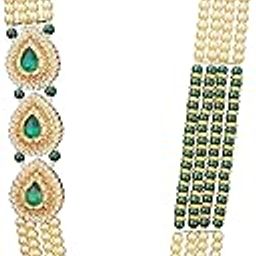 Moti Mala For Men Necklace groom Pearl Sherwani Traditional Gold Plated Four Layered Design for Marriage Indian Wedding (Dulhe ki mala)-image-36