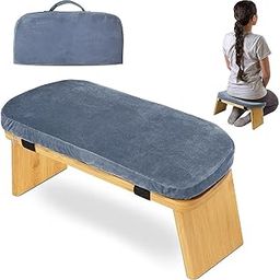 Meditation Bench with Cushion Soft for Indoor Outdoor Tea Ceremony Room Light Blue| Sports Equipment | Outdoor Sports Gear | Exercise Gear-image-36