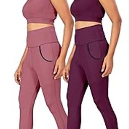 Women's Gym wear Top Leggings Set Combo, Solid Track Suit for Women's, High Sports Workout Wear Set, Polyester Blend Gym wear Top Bottom Set Pack Of 2-image-50