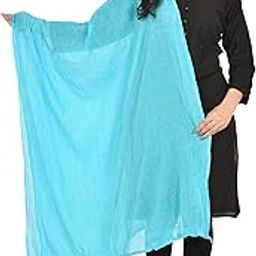 Cotton Dupatta Solid Color Light Blue Scarf Shawl Stole Neck Wrap Bollywood-56
