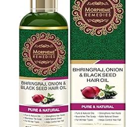 Morpheme Remedies Bhringraj, Onion & Black Seed Hair Oil - Supports Hair Growth - Controls Hair Fall - No Mineral Oil & Silicones, 200 ml (MORPH861)-image-84