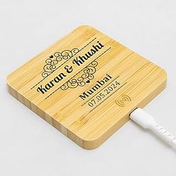 Wangari 15W Bamboo Wireless Charger Pad with USB Hub Custom Engraving Option Fast Qi Charging Dock Wooden Phone Stand Compatible with iPhone Samsung Eco-Friendly Personalized Gift Charger-image-7