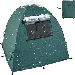 CoolSub Plant Cover Freeze Protection Blanket, 36''x36''x38'' Outdoor Garden Fabric Cover with Poles and Stakes for Winter Frost, Shade Cloth Plant Guard for Shrubs, Small Trees, Green-image-21