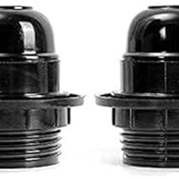 SAWSHIELD E27 Bulb Holder Black Screw Type Lamp Shade Holders with Rings, Standard Size (2)-image-3