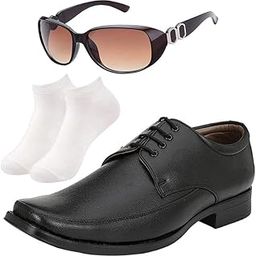 Fashionable l Men Lace Formal Shoes with White Socks & Women Gaga Brown-image-97