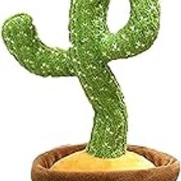 SUPER TOY Dancing Cactus Talking Plush Toy with Singing & Recording Function Rechargeable - Repeat What You Say Electronic Light Up Interactive Toy for Toddler with USB Charging Cable - Pack of 1-image-2