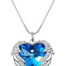 Crystal Heart Pendant Stainless Necklace for women and Girls | Fashion Jewellery Gifts for Valentines Anniversary for Girlfriend and Women | Red and Blue Heart-image-61