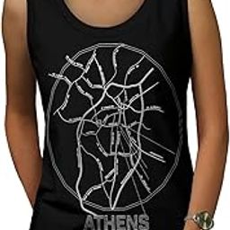 Athens City Map Fashion Womens Tank Top, Big Athletic Sports Shirt Graphic Tank Top/Gym Tanks-image-59